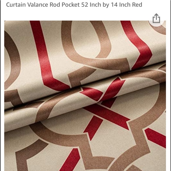Geometric Trellis Pattern Window Curtain Valance Rod Pocket 52”x14” Red - Picture 7 of 9